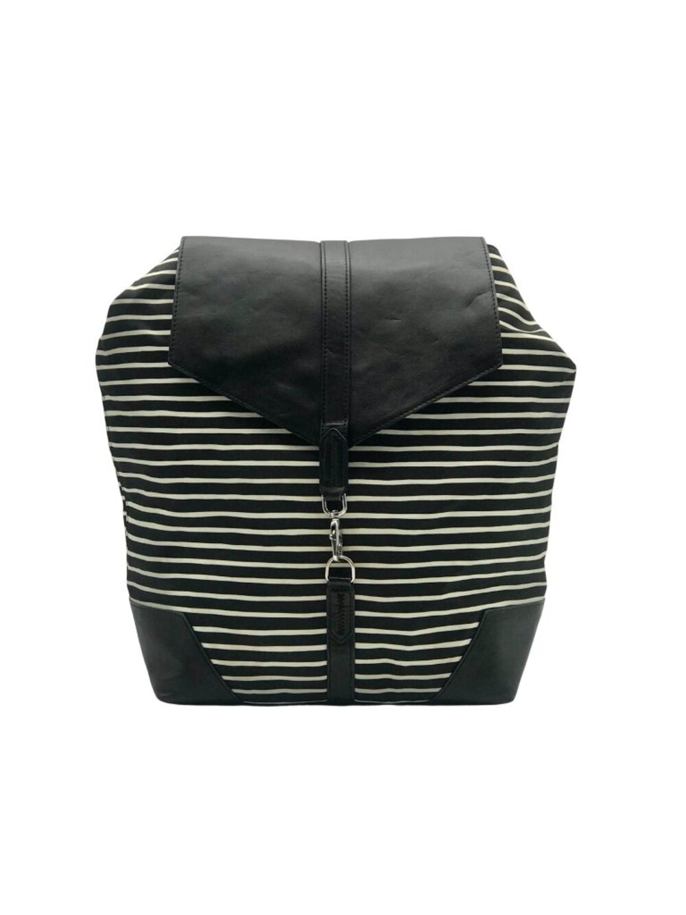 Stella & Dot Black And White Striped Fabric Backpack